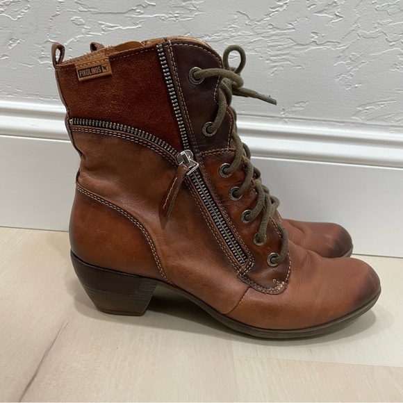Pikolinos Rotterdam Zipper Women EU 37 Brown Leather Casual Dress Boots Prairie - Picture 2 of 16